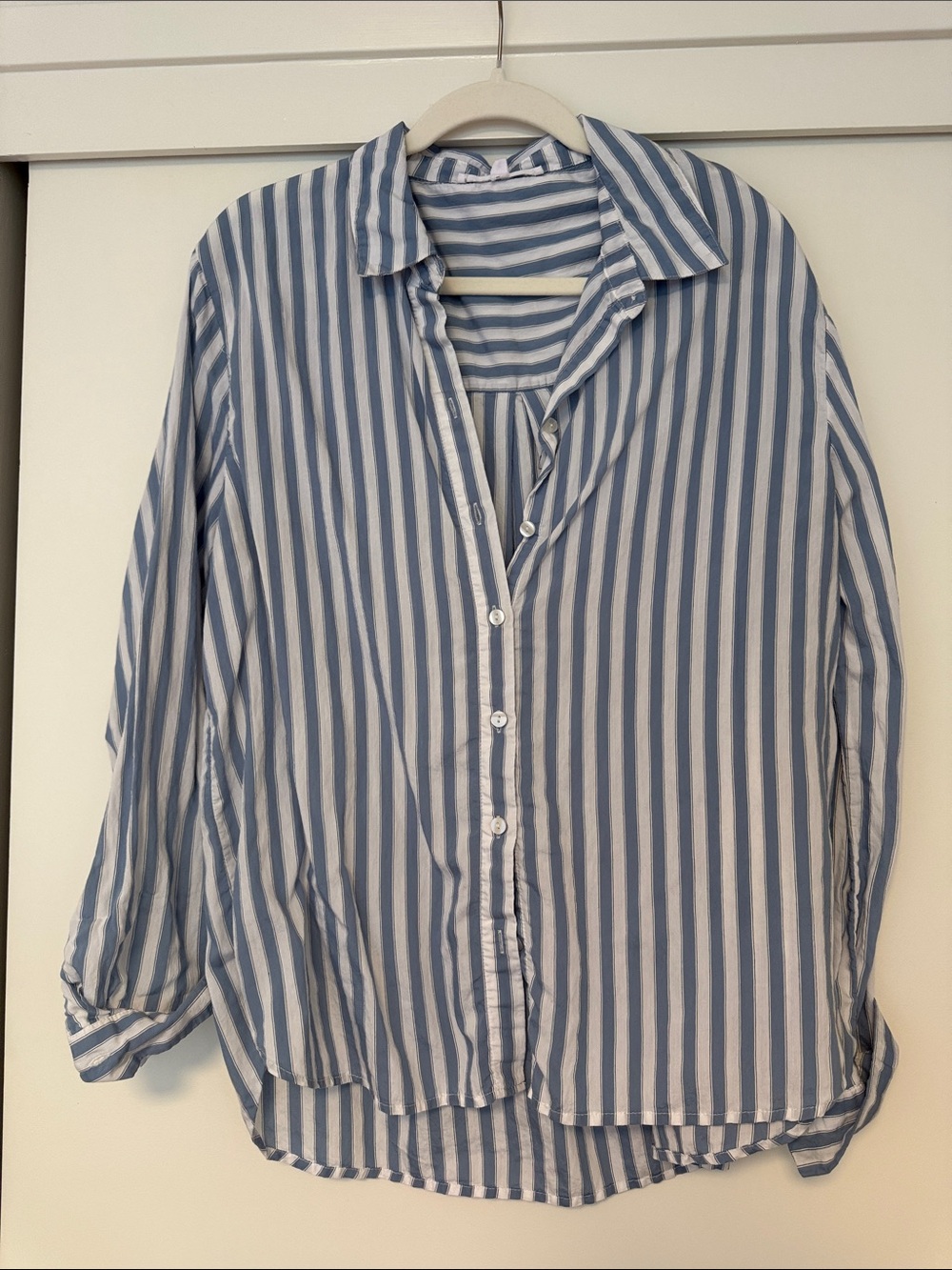 Jane and Delancey Blue and White Striped Button-Down Shirt